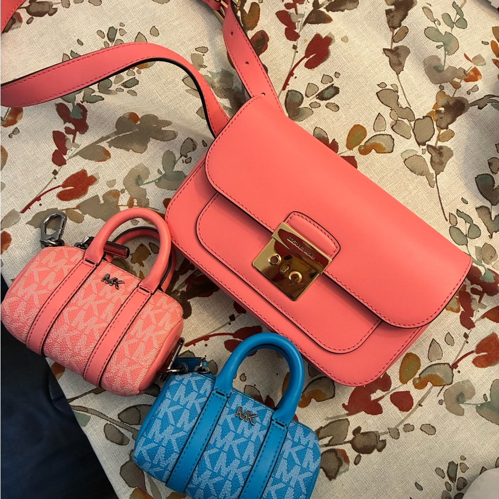 Michael Kors Coral and Sky Blue Crossbody Bag Trio